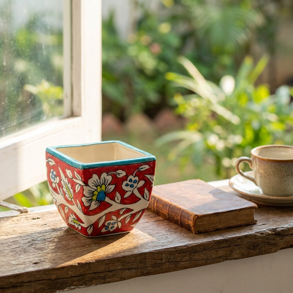Floral Ceramic Planter Set